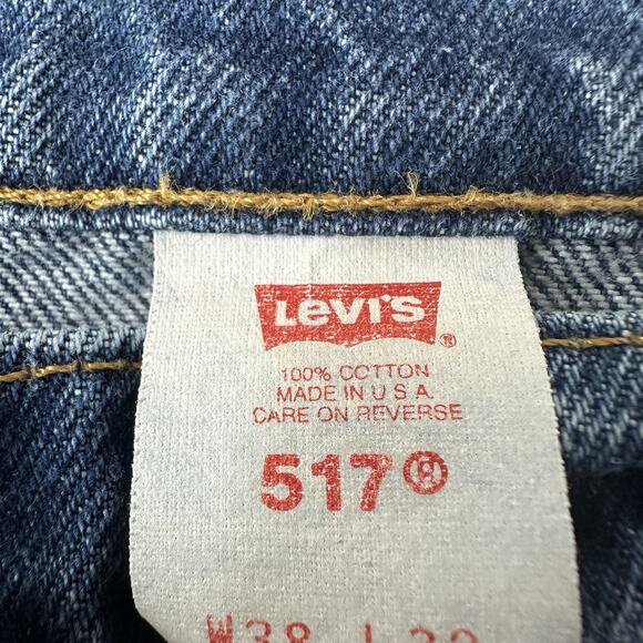 Vintage 70s Levis 517 Denim Jeans 38X32 Orange Tab Boot Cut Distressed - Picture 10 of 15